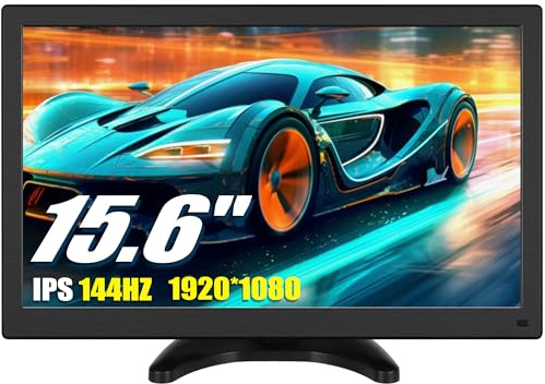 CAMECHO 15,6 Zoll Portable Monitor FHD 1080P Eingebauter Lautsprecher mit HDMI-VGA-RAC-BNC Mini Monitor für Gaming/PC/TV/DVD/Auto Kamera/Überwachungs Kamera
