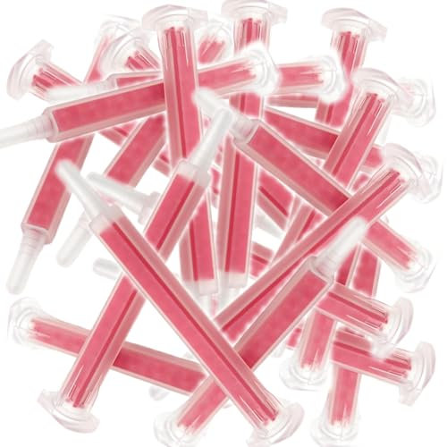 Amazleer Lot de 25 buses de mélange FMA06-16,1:1 - Pour pistolet à colle 2K AB - Tube mélangeur en plastique - Mélangeur statique - Douilles de mixage en plastique (25, rouge)