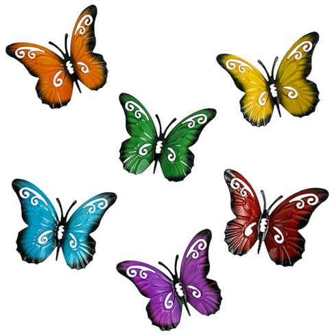 6 PCS Metal Butterfly Wall, Art Metal Butterfly Sculpture, Hanging Ornaments Garden for Indoor & Outdoor Yard Wall Decor
