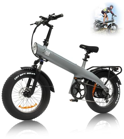 HX Q3 Bici Elettrica da 48V 20AH Batteria Rimovibile, 20 x 4.0 Fat Tire 7 Velocità Bicicletta Elettrica per Ogni Terreno, E Bike Adulto Pieghevole, 40-100KM, Freni a Disco Doppio, Display LED
