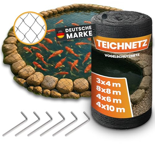 NATURIZ® Teichnetz & Vogelschutznetz robust - 15x15mm feinmaschig - UV & witterungsbeständig - Netz gegen Vögel, Laub & Teichschutz (4 x 6 m)
