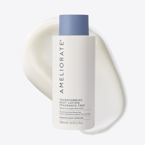 AMELIORATE Transforming Body Lotion Fragrance Free 500ml for Keratosis Pilaris (KP), Rough, Bumpy Skin & Ingrown Hairs | Exfoliating Moisturiser with Lactic Acid (AHA) | Dermatologist Approved