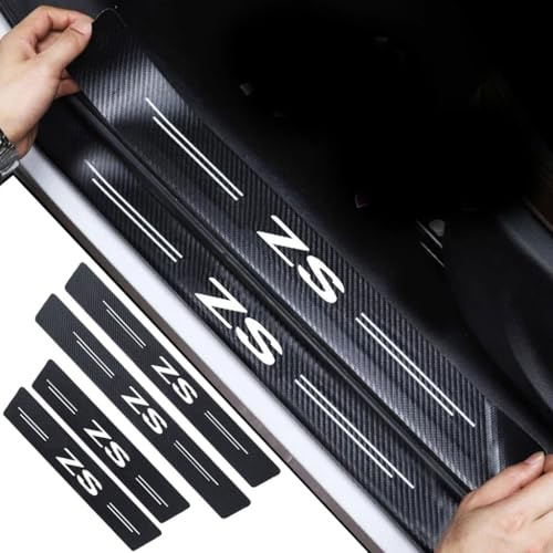 EULVGG 4 Piezas Protector de Escalón de Coche para MG ZS, Protección de Barra de Umbral de Puerta con Pegatinas de Fibra de Carbono Decoración para Estribos de Coche Anti-Arañazos (MG ZS)
