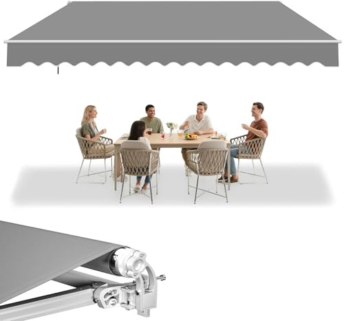UISEBRT Tenda da sole per balcone, 400 x 300 cm, colore grigio chiaro