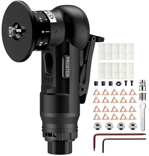Proster Pneumatic Chamfering Tool 30000 RPM - 45° Air-Powered Chamfering Machine with 12 C-Angle & 10 R-Angle Blades, 1/4 Inch Air Inlet Air Chamfer Tool for Metal, Wood, Trimming, Chamfer, Deburring