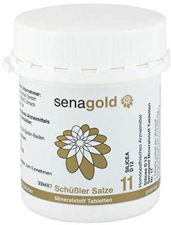 Senagold Schüssler Salze Nr. 11 - Silicea D12– Das Salz der Haare, der Haut und des Bindegewebes - Glutenfrei - hergestellt nach Homöopathischem Arzneibuch in Deutschland - 400 Stk. Schüssler Salze 11