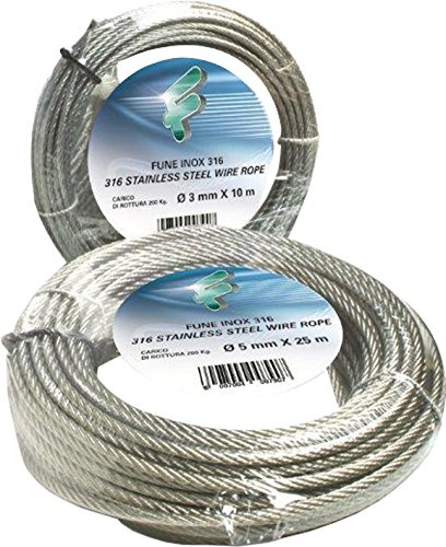 Filomat 899604 Fune Acciaio Inox, 49 Fili Rotolini, 10 mt, 4 mm