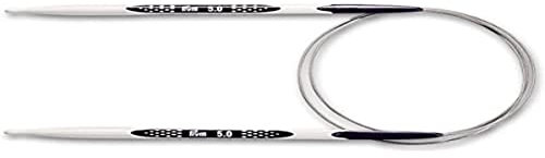 PRYM Rundstricknadel, ergonomisches Design/Nadeln, Kunststoff, Mehrfarbig, 5 mm, 80 cm, Alabasterweiß
