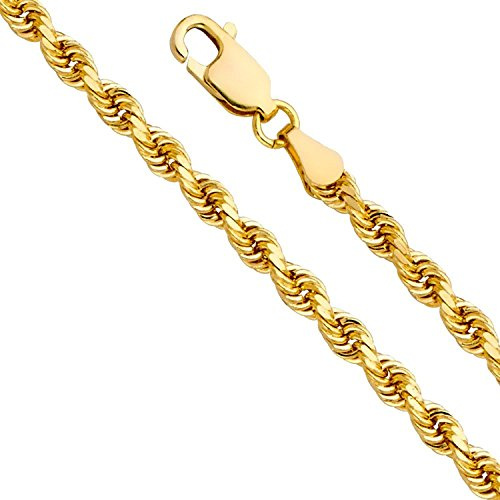 Bracciale in oro giallo 585 da 14 ct, cordino unisex da 4,40 mmlargo e Oro giallo, colore: oro giallo, cod. Rope-80-14