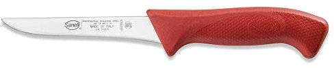 Sanelli Linea Skin, Coltello Macellaio Disosso professionale cm.14, Acciaio Inossidabile, Rosso, Lunghezza lama 14 cm.