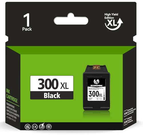 Economink Wiederaufbereitete Tintenpatrone als Kompatibel für HP 300 XL 300XL Schwarz für PhotoSmart C4780 C4680 DeskJet F4580 F4280 F4210 F2480 D5560 Envy 120 110 114 100 ​Drucker (1er-Pack)