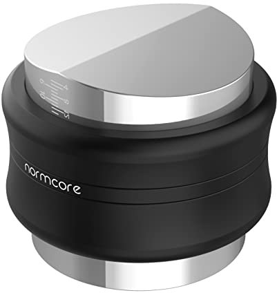 Normcore 53.3mm Coffee Distributor & Tamper - Dual Head Coffee Leveler Fits 54mm Breville Portafilters - Built-in Spring - Adjustable Depth, Black