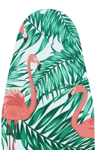 SOFTILLO Cotton Ironing Board Cover with Padding, Flamingo, Stylish Covering with 3mm Foam, Thermal Layer Protection, Adjustable Drawstring