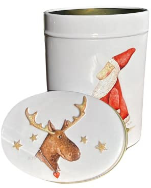 Lata ovalada con motivos en relieve, apta para alimentos, diseño de Papá Noel
