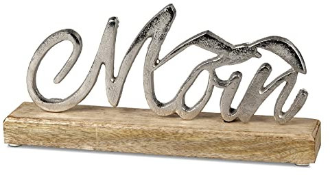 formano Aufsteller Moin mit Möwe | maritim Metalldeko auf Holzsockel | 14x28 cm | Meer