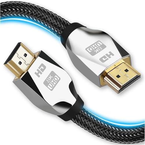 Reagle HDMI 2.1 Kabel – 8K@60Hz, 4K@120Hz,2K@240Hz 48Gbps, eARC, DolbyVision, HDR10, G-Sync, Nylon Geflecht, vergoldete Stecker, kompatibel mit PS5, Xbox Series X/S, LG OLED, RTX 30xx (1,5m)