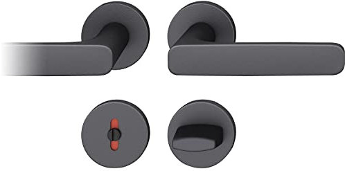 FSB Drückergarnitur 12 1289 ASL auf Rosette WC DIN, schwarz matt