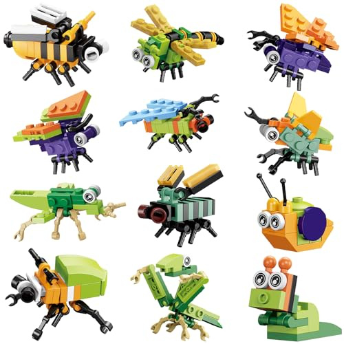 BRICHBROW Party Favors for Kids - 12 Pack Animals Building Blocks for Goodie Bags Stocking Stuffers Classroom Prizes Birthday Gifts Toy Building Sets for Kids 6-12yrs