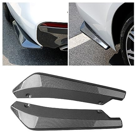 JNNJ 2 Pieces Car Side Fender Skirt Lip Splitter Canard Protector, Rear Bumper Lip Spoilers Shovel Car Side Fender Skirt with Bolts, Carbon Fibre