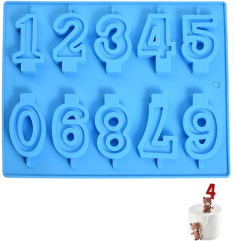Reccisokz 1 Articolo Stampi per candele,Stampi candele,Stampo Candela Stampi in Silicone, Candeline per torta di compleanno, candeline con numeri,Stampo Candela,Stampi candele silicone