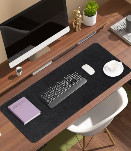Cexovo Schreibtisch Unterlegmatte,Schreibtischunterlage Große,filzunterlage,Laptop Tischunterlage,Schreibtischunterlage Rutschfest,tastatur unterlage für Büro & Homeoffice,Dunkelgrau,100x40 cm