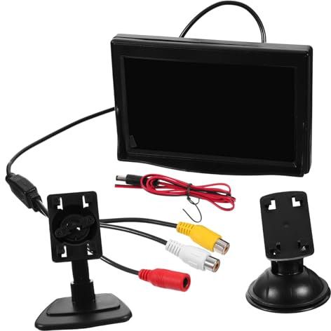 GARVALON Auto Rückspiegel Monitor 5 Zoll LCD Display Für Rückfahr Kamera Einparkhilfe Schwarz Farbe