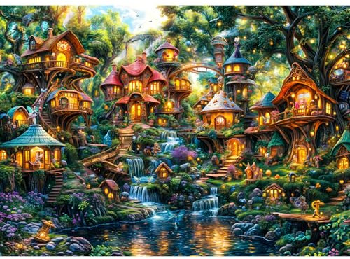 Puzzle 1000 Teile,Puzzle Erwachsene, EIN Herausforderndes Rätsel,Puzzlespiele für Die Ganze Familie,Geschenke für Frauen,Geschenke für Männer,Thema:Kleines Elfendorf