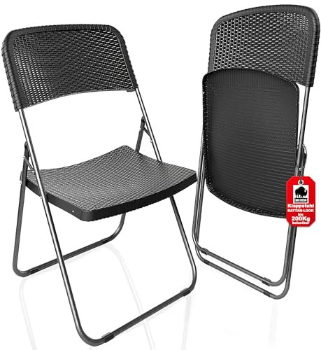 BigDean 2 Stück Klappstuhl Rattan Optik – Campingstuhl belastbar bis 200kg – wetterfester Gartenstuhl Balkonstuhl Campingstuhl klappbar