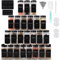 FoiiLiio Gewürzgläser Eckig Set, 24er 120ml Gewürzbehälter Glas, Gewürzstreuer Spice Jars & Gewürzgläser - Gewürzdosen Schwarzer Deckel- inkl. 243 Etiketten Schwarz & Streueinsatz & Silikontrichter