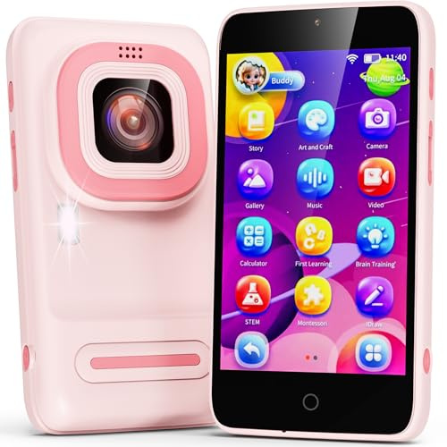Ashfly Telefono per Bambini- Cellulare Giocattolo da 3,97 con Doppia Fotocamera, Telefono Giocattolo da 8 GB Con Oltre 200 STEM Giochi Educativi, Adatto a Bambini di 3 4 5 6 7 8 9 e 10 Anni