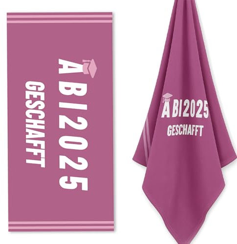 Scinzene Abi 2025 Handtuch Geschenk - 80x160 cm Mikrofaser Strandtuch, Badetuch für Abiturienten in Pink-Lila