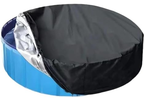 Outdoor Swimming Pool Cover,Round Dog Pool Cover,Foldable UV Resistant Round Paddling, Garden Plastic Inflatable Tubs Lid for Dog - 122 * 30CM