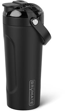 BrüMate Multishaker 750ml Metal Protein Shaker | Insulated Stainless Steel Bottle | 100% Leakproof Magflip Lid | 25oz Gym Shaker with Built-in Agitator | 24hrs Cold Mixing Gym Bottle (Matte Black)