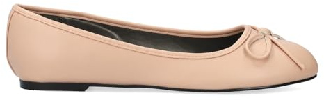 Andrés Machado - Platta ballerinaskor för kvinnor/flickor med blockklack och dekorativ rosett -TG104 – Loafer - Mjuk beige, EU 46