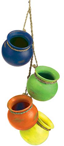 Zingz & Thingz Color Terracotta Planter Collection 4-Piece Dangling Hanging Mini Pots, 3.75x3.75x23, Fiesta Bright Colors