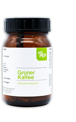 quickPEP Grüner Kaffee Kapseln 100 Stk. vegan - Hochwertiger Wirkstoff-Komplex mit 300mg Grüner Kaffee Extrakt, Guaranasamenpulver und Vitamin C