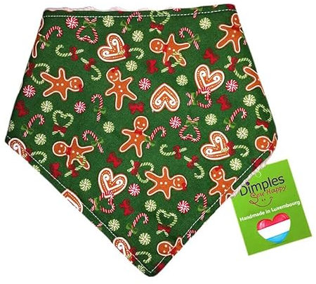 Dimples Hundehalstuch - Weihnachten Lebkuchen Männchen - Halstuch für kleine mittlere und Grosse Hunde Welpen und Katzen - Hunde Handgemachtes Hunde Accessoire 35cm
