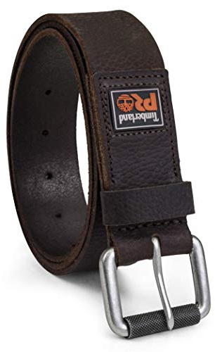 Timberland PRO Men's 38mm Boot Leather Belt, Dark Brown (Rubber Patch), 40