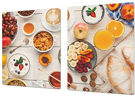 Concept Crystal Big Kitchen Board & Induction Cooktop Cover – Glass Pastry Board – Single: 80 x 52 cm (31,5” x 20,47”); Double: 40 x 52 cm (15,75” x 20,47”); Food Series DD16