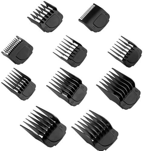 Kaynway 10 Stück Magnetischer Haarschneider Aufsätze, Schneidsätze mit magnetische clip Haarschneider Aufschiebekämme für Wahl Magic Clip Senior Haarschneidemaschinen, 1,5 mm bis 25 mm (10 pcs)
