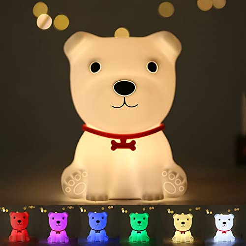 Valpnattlampa för barn, Samlak Kawaii nattlampa baby, LED sänglampa babyrum, USB silikon amningsljus dimbar touch för flickor kvinnor, färgförändring sovljus barnrum