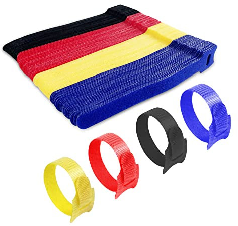 Gvolatee 120 stück Kabelbinder Klettband, Kabelbinder Klett Wiederverschließbar 12×150 mm, Kabelbinder mit Klettverschluss Vierfarbig Set, Kabel Klett für Hause und Büro Kabel Organizer