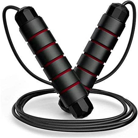 Skipping Rope - Jumping Rope Adjustable For Men Women Kids - Jump Rope For Exercise Fat burning Workout Home or Gym personal Training Rope Red