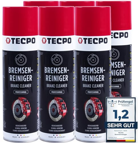TECPO Bremsenreiniger 6x 500ml Universal Teilereiniger 360° Ventil Power Brake Cleaner Acetonfrei Reiniger Entfetter Korrosionsschutz