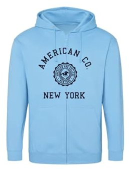 AMERICAN COLLEGE USA Tröja tröja med tryck varma kläder unisex barn pojkar och flickor casual modell ACSZW4 himmelsblå 12 år, turkos, 12 �r