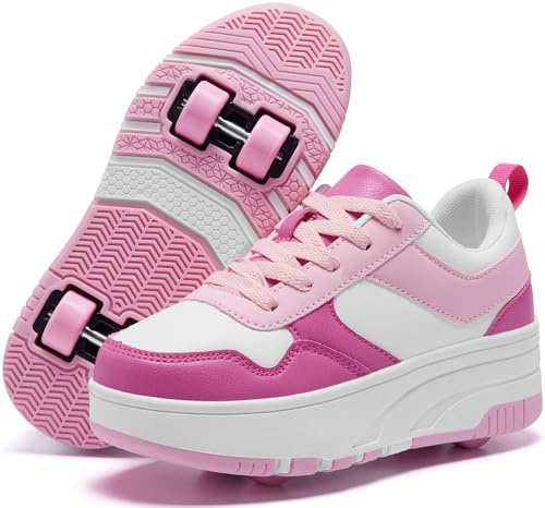ANEFUN Rullskor för barn, skor med hjul för flickor och pojkar, moderiktiga sneakers med avtagbara hjul