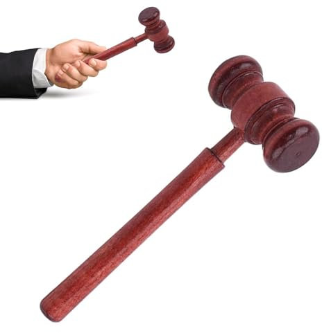 Marteau de Juge en Bois pour Vente aux Enchères - Maillet Brun pour Avocats, Juges et Jeux de Rôle