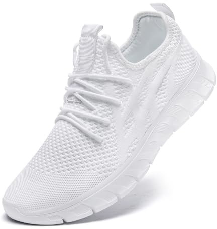 VGPSFN Sneakers Uomo Scarpe Running Corsa Ginnastica Camminata Casual Jogging Trekking Tennis Outdoor Fitness Sportive Palestra Scarpe da Lavoro Comode Leggere Traspiranti Bianco 41