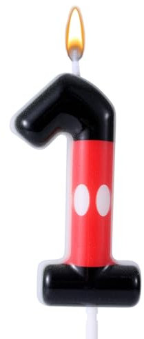 Red and Black Mouse Birthday Number Candle Cake Topper for Anniversary Party Decorations (Number 1)