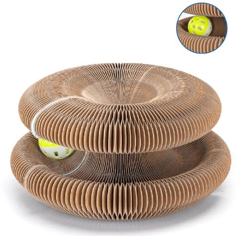 Nobleza - Katzenkratzbrett aus Pappe - Akkordeon-Design - Kratzspielzeug, Farbe:Braun, Größe:OneSize